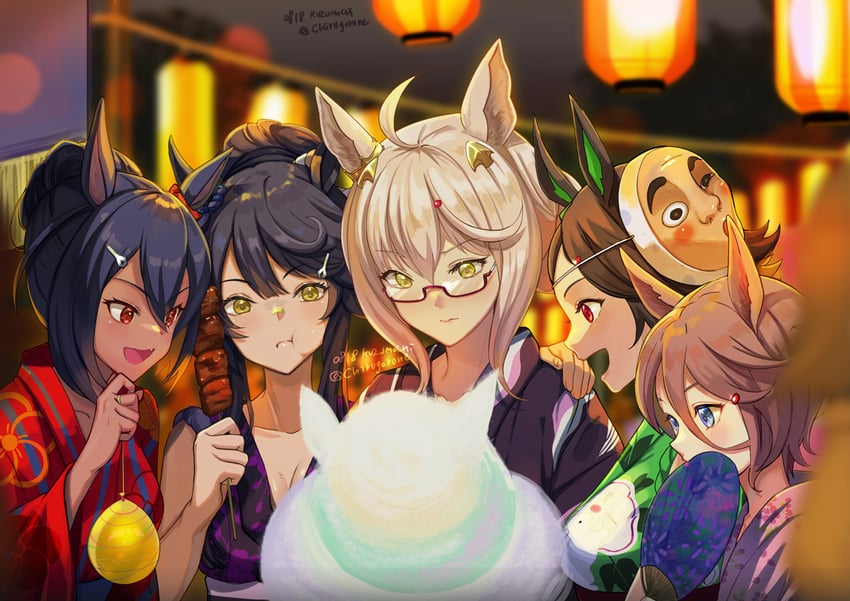 narita brian, narita taishin, biwa hayahide, winning ticket, and hishi amazon (umamusume) drawn by kuzumochi_(kuzumochiya)