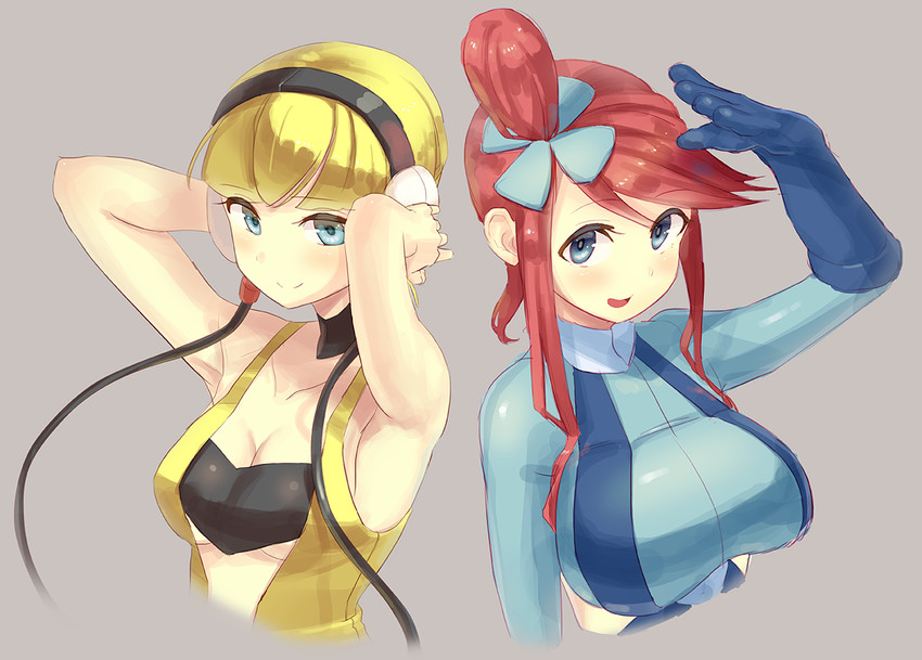 skyla and elesa (pokemon and 1 more) drawn by kazo_(kazozakazo)