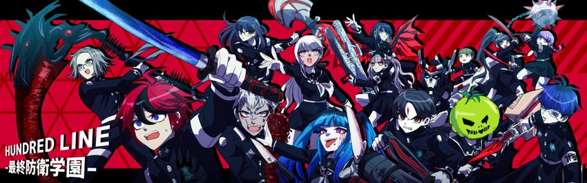 aotsuki eito, sumino takumi, tsukumo kako, omokage yugamu, tsukumo ima, and 9 more (the hundred line -last defense academy-) drawn by kawati
