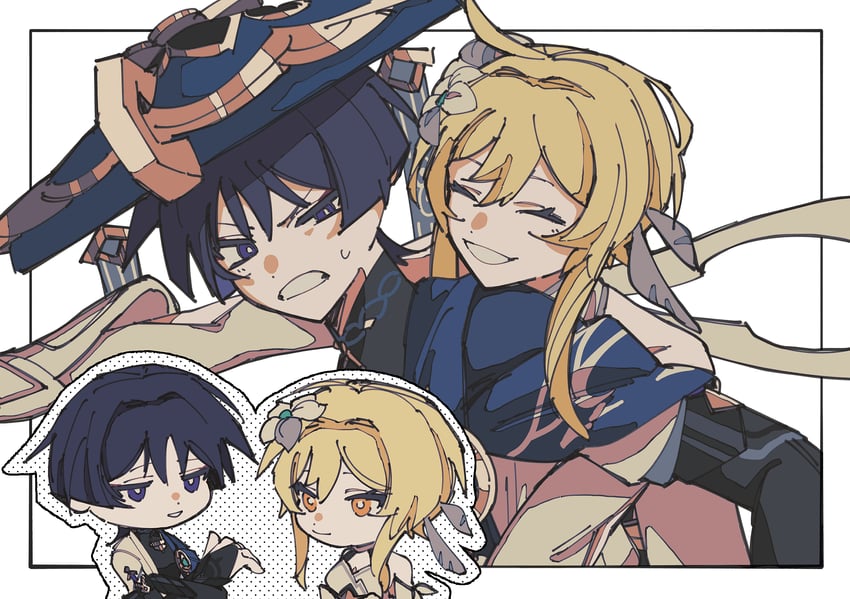 lumine, scaramouche, and wanderer (genshin impact) drawn by user_twpv3344