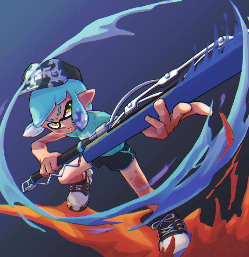 inkling player character and inkling girl (splatoon and 1 more) drawn by nastar_r0