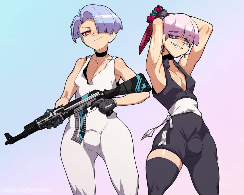 polyurethane and polyester (panty & stocking with garterbelt and 2 more) drawn by hugo_(rushbordie)