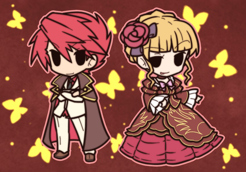 beatrice and ushiromiya battler (umineko no naku koro ni) drawn by fushigi_ebi