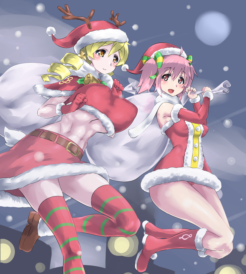 kaname madoka and tomoe mami (mahou shoujo madoka magica) drawn by mizuumi_(bb)
