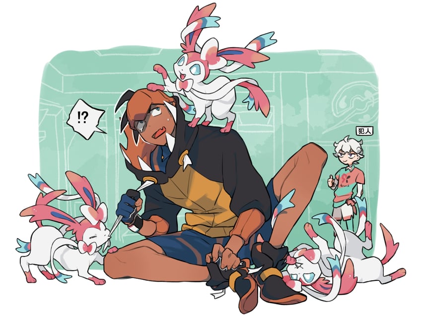 raihan, sylveon, and bede (pokemon and 1 more) drawn by tpgphqymbipcvua