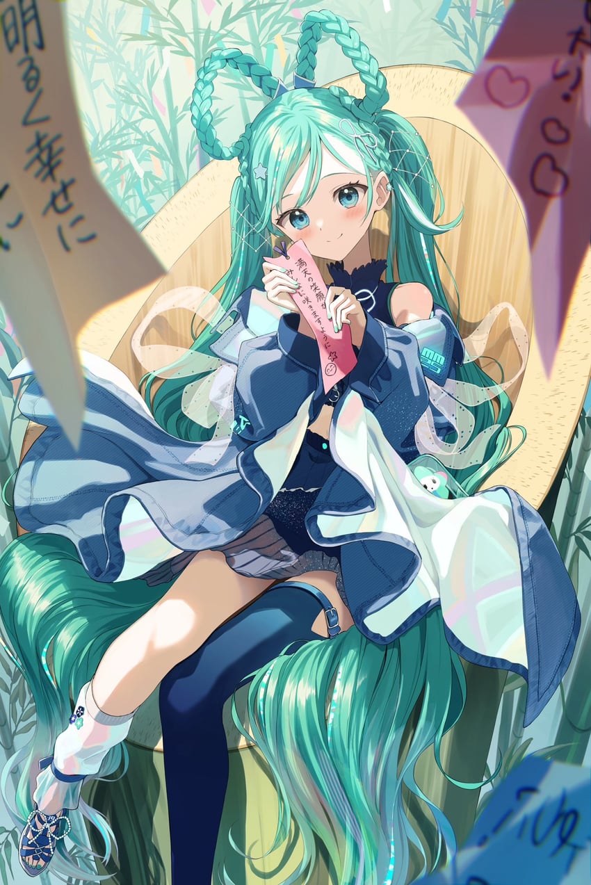 hatsune miku and magical mirai miku (vocaloid and 1 more) drawn by pentagon_(railgun_ky1206)