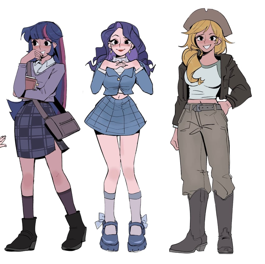 twilight sparkle, applejack, and rarity (my little pony and 1 more) drawn by stresseddog