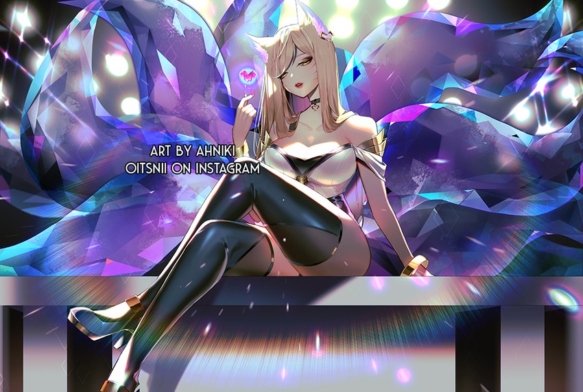 ahri and k/da ahri (league of legends) drawn by ahniki