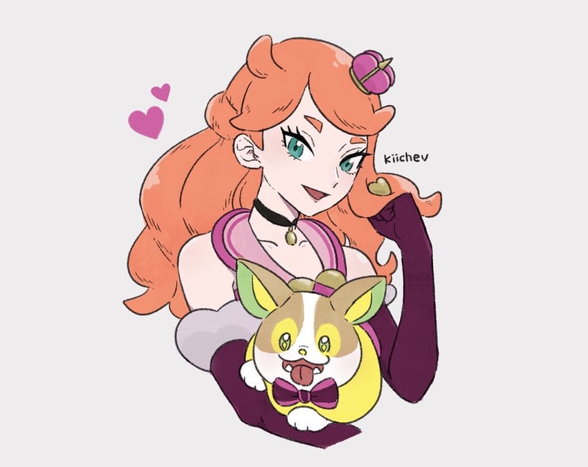 sonia and yamper (pokemon and 1 more) drawn by kiichev