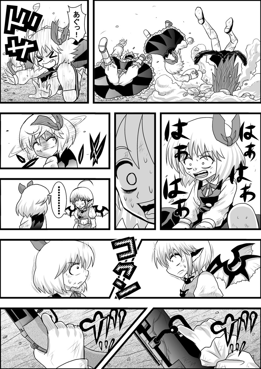 kaenbyou rin, rumia, and mystia lorelei (touhou) drawn by niiko_(gonnzou)