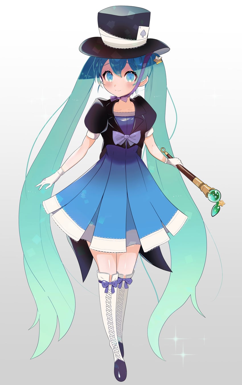 hatsune miku and magical mirai miku (vocaloid and 1 more) drawn by sorami