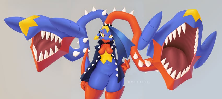 garchomp, mawile, mega mawile, and mega garchomp (pokemon) drawn by mawaifu