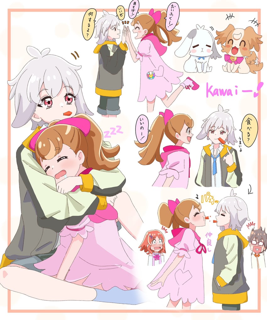 inukai iroha, daifuku, and toyama daifuku (precure and 1 more) drawn by akizora_(aki_precure)