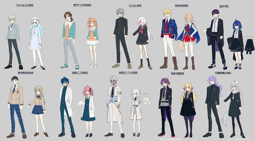 lize helesta, higuchi kaede, shiina yuika, kuzuha, sasaki saku, and 15 more (nijisanji and 1 more) drawn by ninahachi