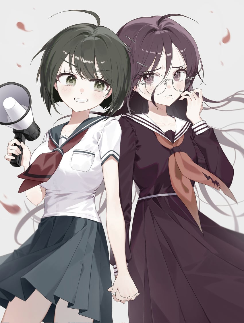 fukawa toko and naegi komaru (danganronpa and 1 more) drawn by chama_(chacoc0)
