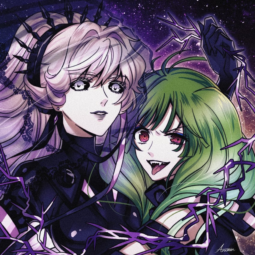 yami ranka and yami sheryl (macross and 1 more) drawn by arumanlorei