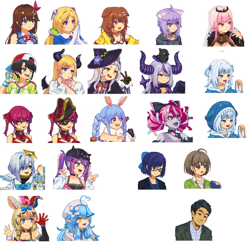 gawr gura, houshou marine, mori calliope, usada pekora, nekomata okayu, and 17 more (hololive and 2 more) drawn by tengu_nouzu