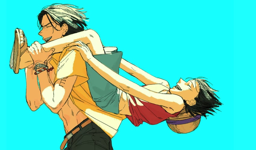 monkey d. luffy and portgas d. ace (one piece) drawn by leaff00