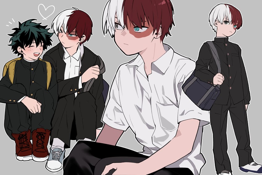 midoriya izuku and todoroki shoto (boku no hero academia) drawn by makuro