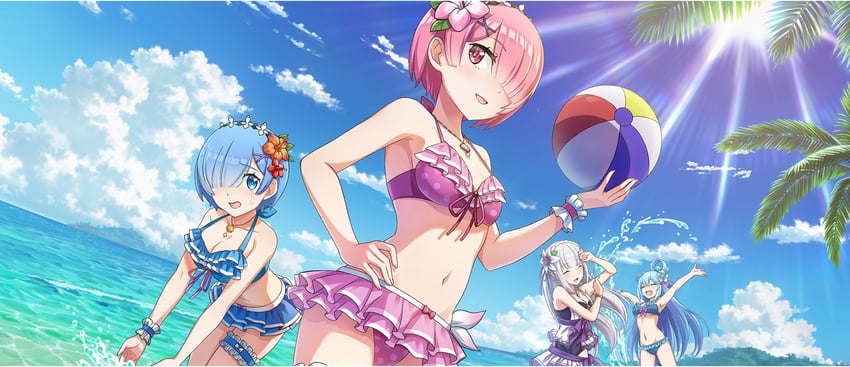 rem, aqua, emilia, and ram (kono subarashii sekai ni shukufuku wo! and 2 more)