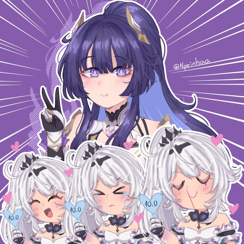 kiana kaslana and raiden mei (honkai and 1 more) drawn by npzinhaa
