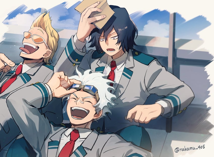 aizawa shota, present mic, and loud cloud (boku no hero academia) drawn by nakamu_405