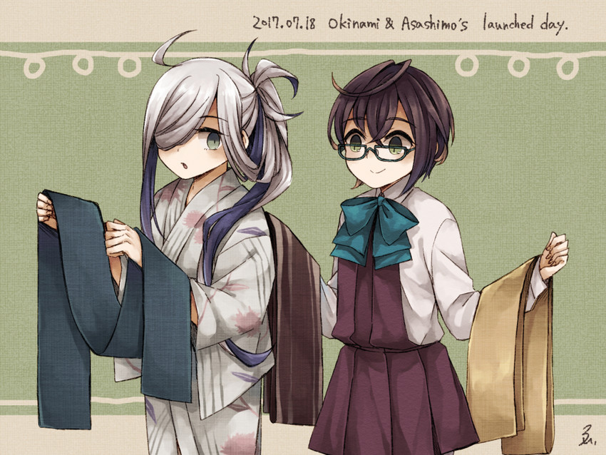 asashimo and okinami (kantai collection) drawn by miroku_san-ju