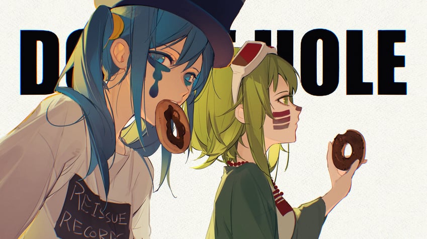 hatsune miku and gumi (vocaloid and 1 more) drawn by nyansky