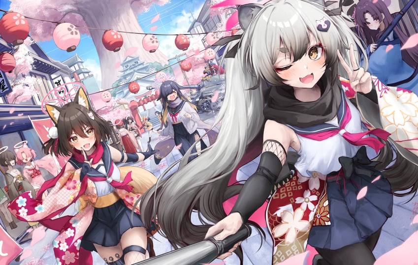 izuna, ibuki, iroha, yukari, michiru, and 6 more (blue archive) drawn by inre_kemomimi