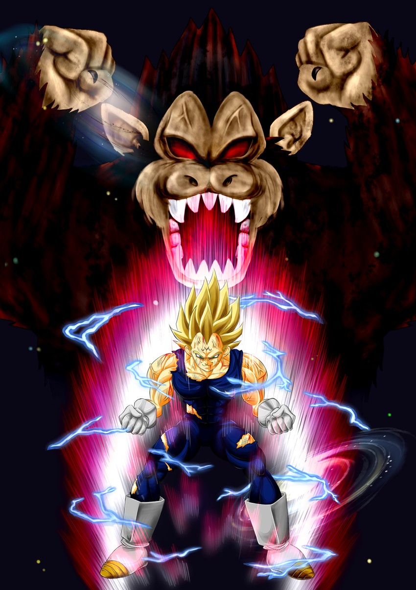 vegeta, majin vegeta, and oozaru (dragon ball and 1 more) drawn by umepisu