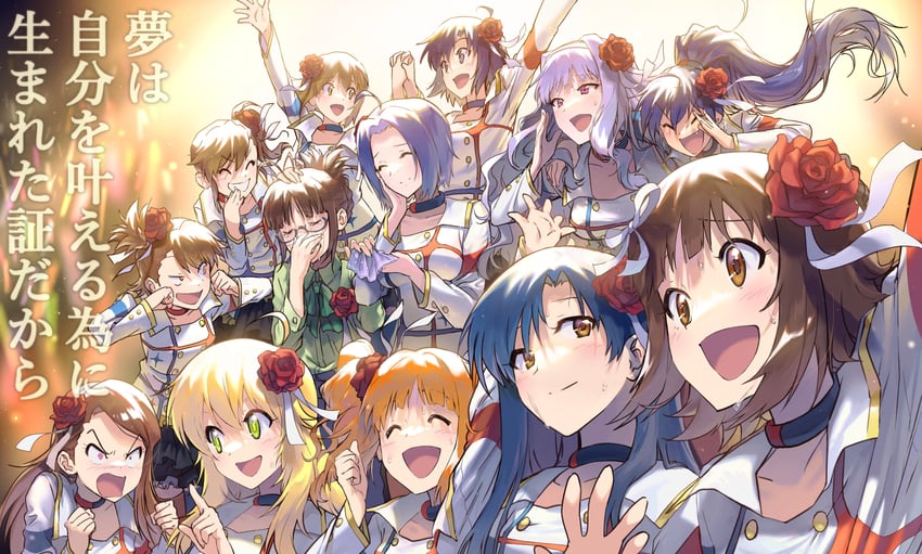 hoshii miki, kisaragi chihaya, amami haruka, kikuchi makoto, shijou takane, and 8 more (idolmaster and 1 more) drawn by midnamana