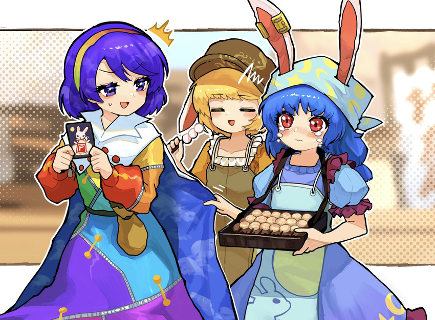 seiran, ringo, and tenkyuu chimata (touhou) drawn by howhow_notei