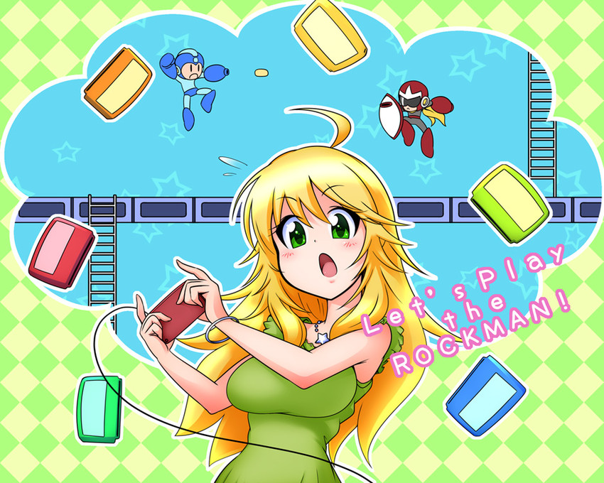 hoshii miki, mega man, and proto man (idolmaster and 1 more) drawn by ryoi