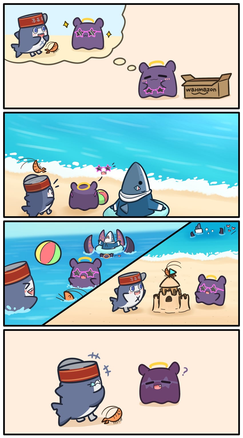 ninomae ina'nis, takodachi, bloop, ebi-chan, and gawr gura (hololive and 2 more) drawn by mpien