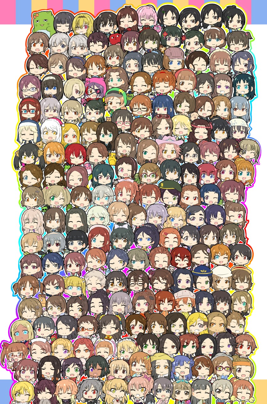 shibuya rin, yumemi riamu, shirasaka koume, shimamura uzuki, takagaki kaede, and 193 more (idolmaster and 1 more) drawn by tozimete_yauyu