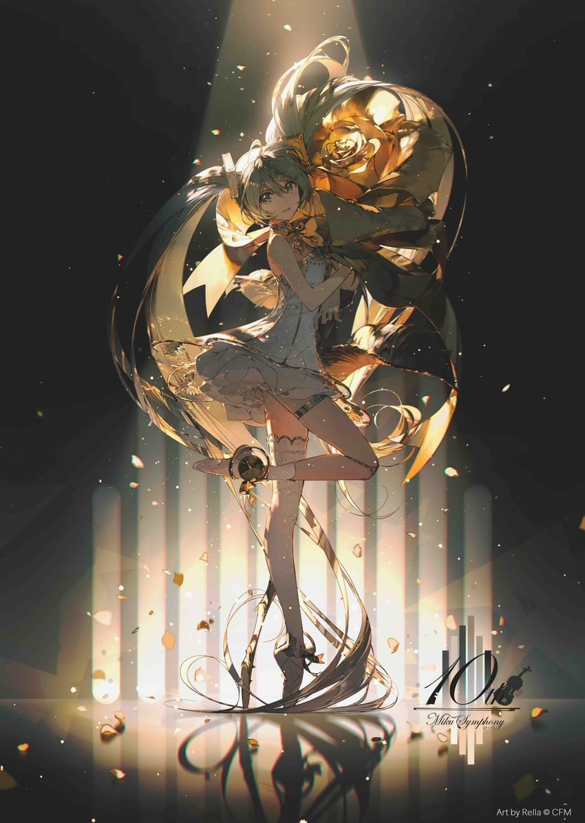 hatsune miku and gramophone miku (vocaloid and 1 more) drawn by rella