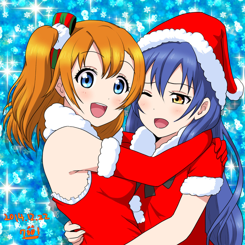 sonoda umi and kosaka honoka (love live! and 1 more) drawn by 7001