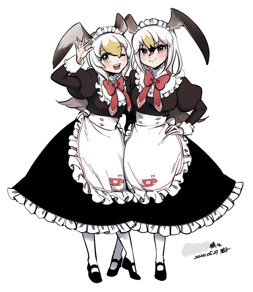 black-tailed gull and common gull (kemono friends and 1 more) drawn by yokuko_zaza