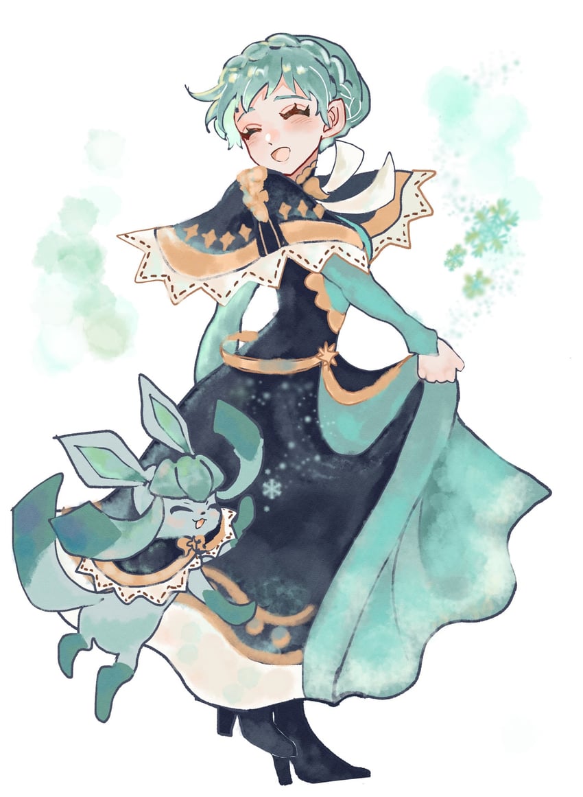 glaceon and marianne von edmund (pokemon and 2 more) drawn by chimney_(chimney0311)
