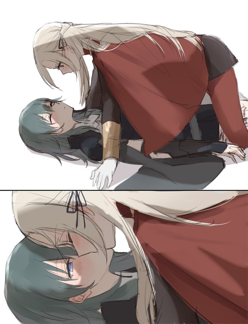 female byleth and edelgard von hresvelg (fire emblem and 1 more) drawn by kisetsu