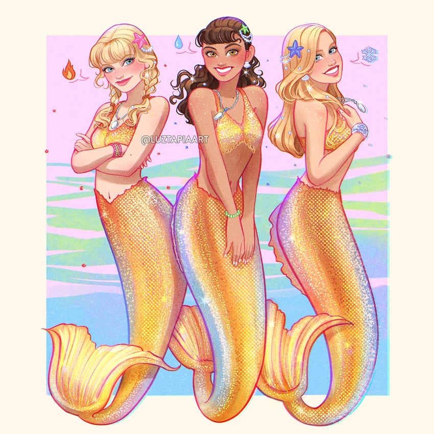 rikki chadwick, emma gilbert, and cleo sertori (h2o just add water) drawn by luztapiaart