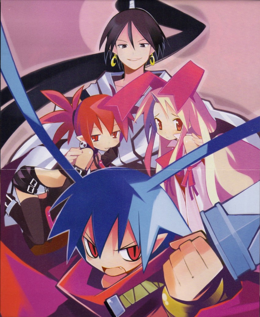 etna, flonne, laharl, and sakura (disgaea) drawn by yamamoto_keiji