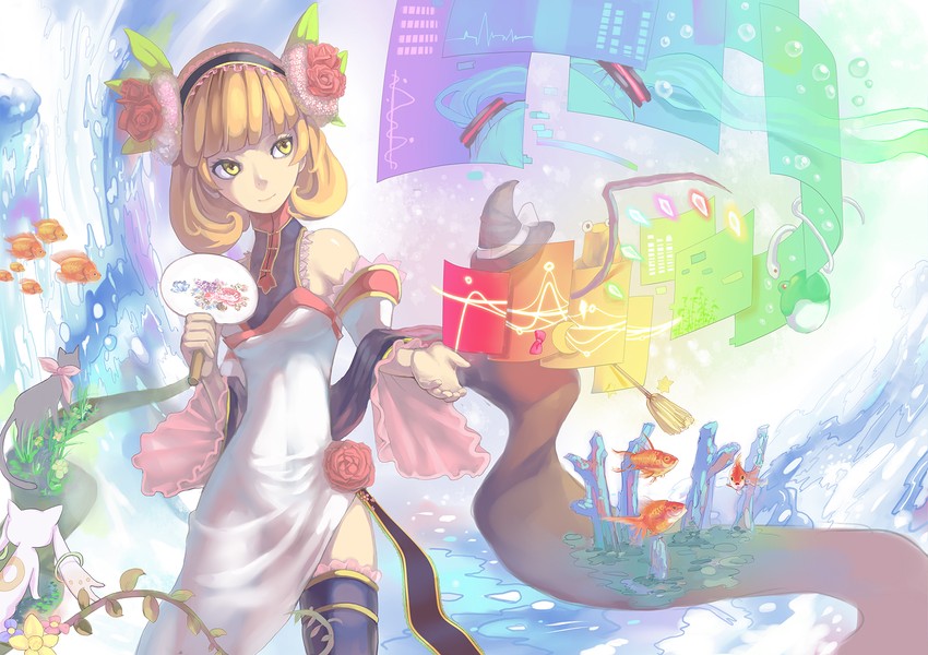 hatsune miku, kirisame marisa, flandre scarlet, kochiya sanae, kyubey, and 2 more (original and 4 more) drawn by madyy