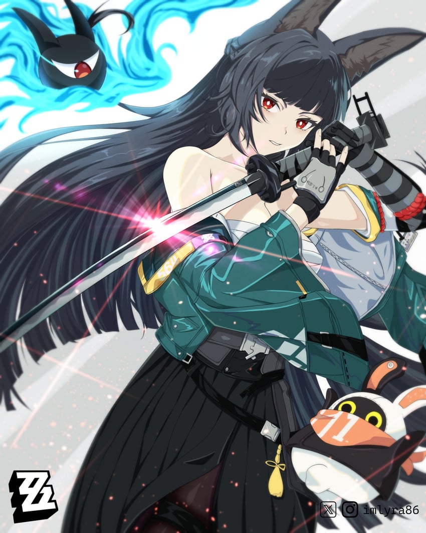 hoshimi miyabi, eous, and tailless (zenless zone zero) drawn by imlyra