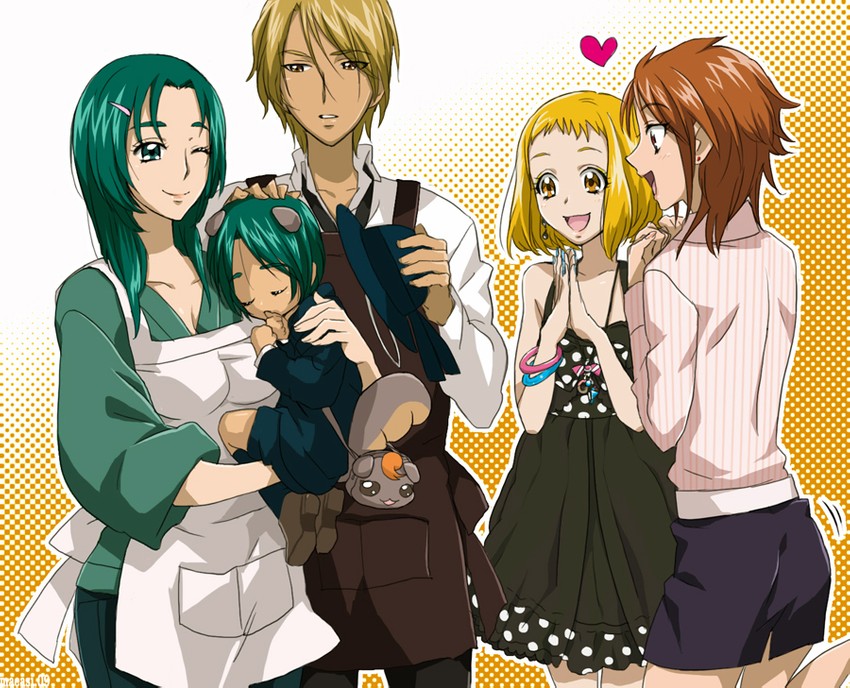 kasugano urara, akimoto komachi, natsuki rin, nuts, and natsu (precure and 1 more) drawn by maeashi
