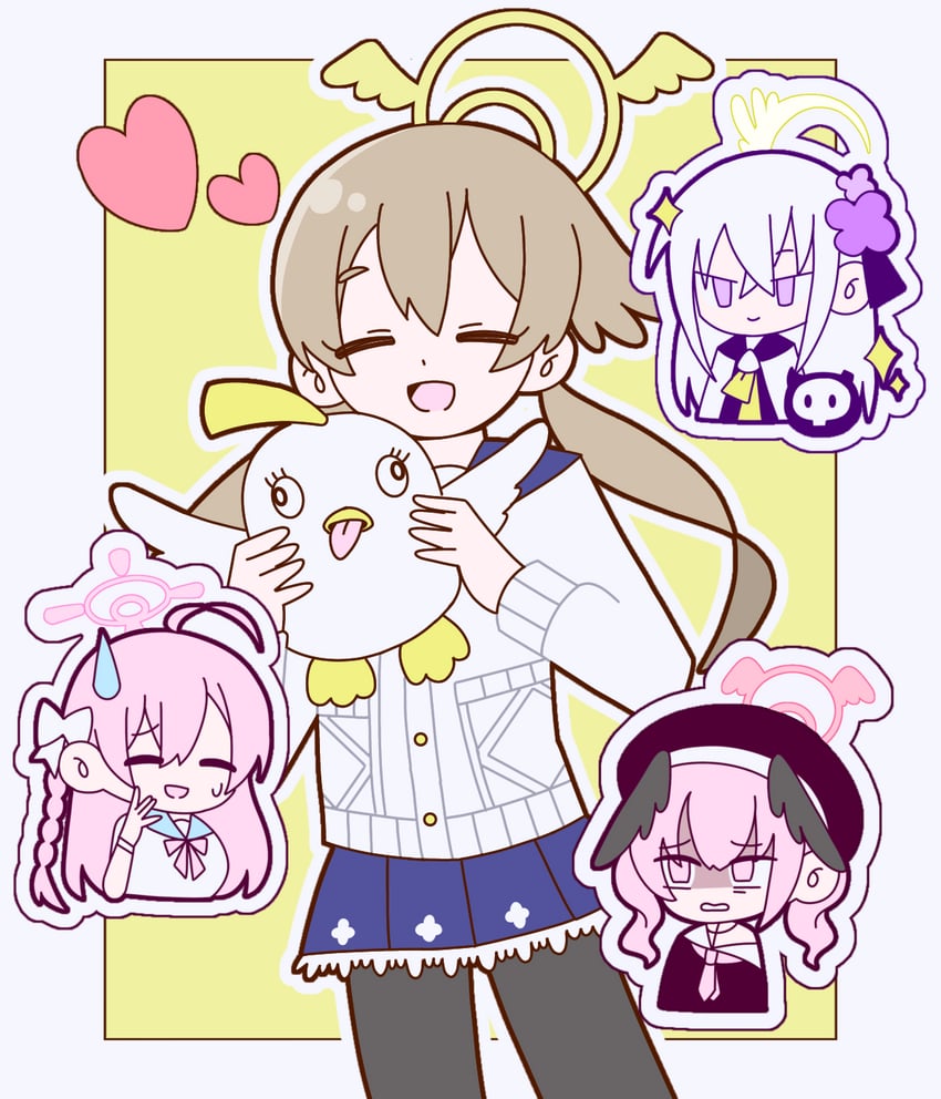 koharu, hanako, hifumi, azusa, peroro, and 1 more (blue archive) drawn by genmai_chaban