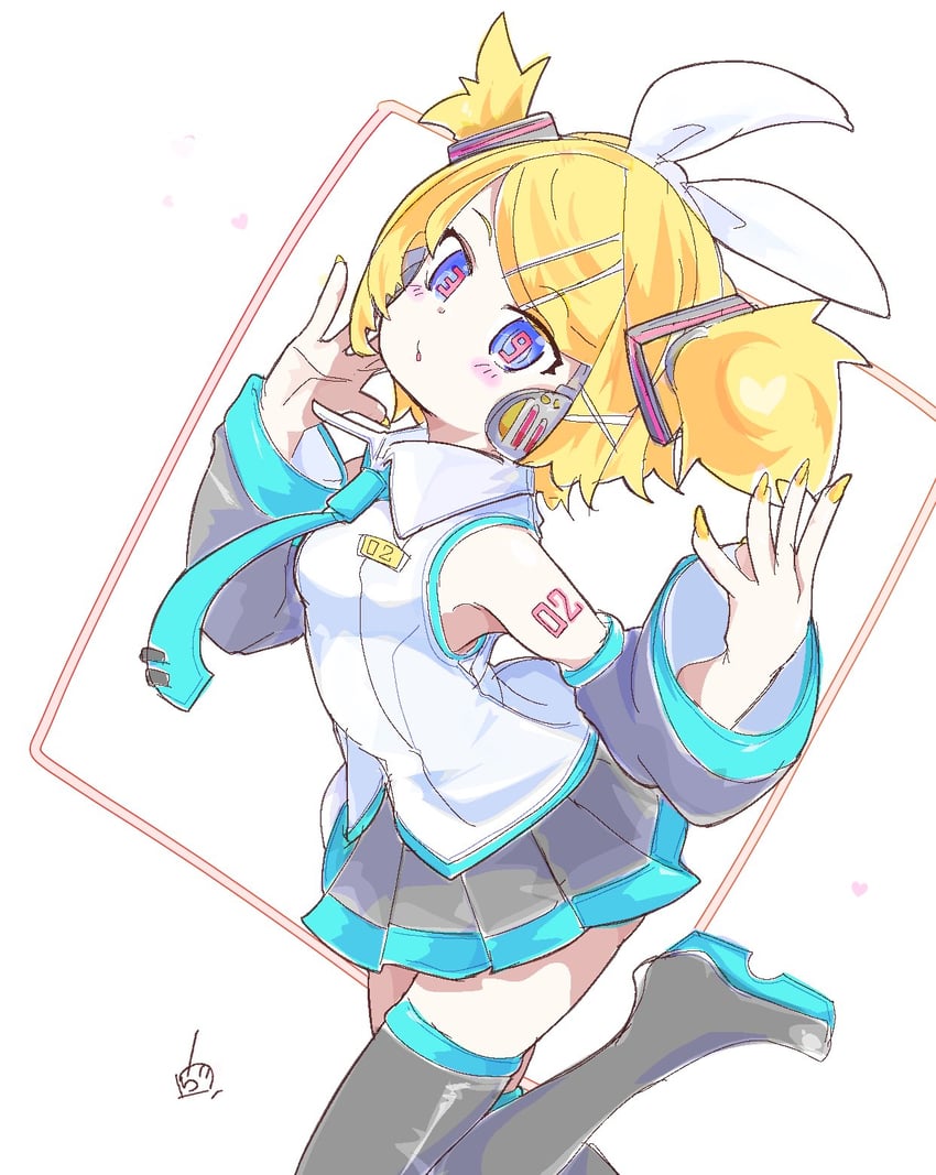 hatsune miku and kagamine rin (vocaloid) drawn by vorusan_(volver39)