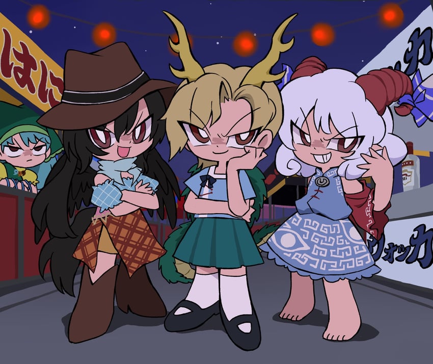 kicchou yachie, kurokoma saki, toutetsu yuuma, and haniyasushin keiki (touhou) drawn by djrem