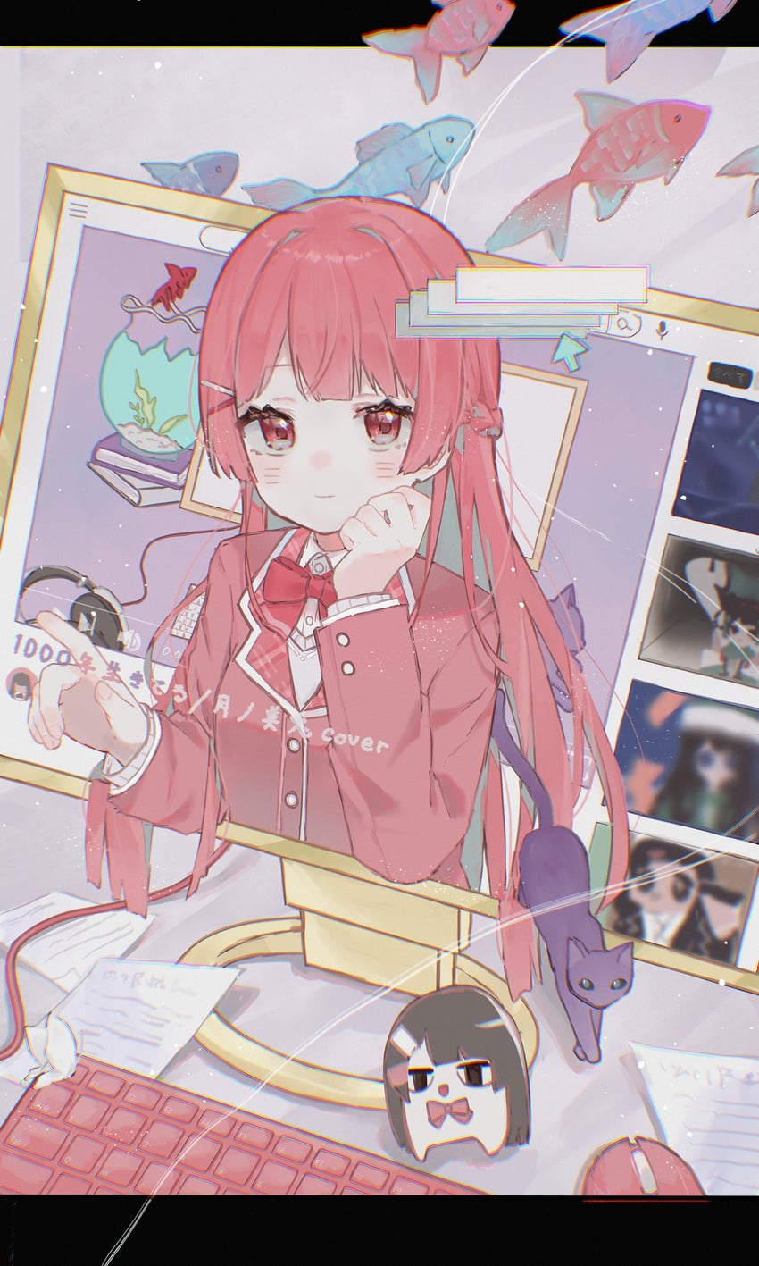 tsukino mito, nazono mito, and mito-chan (nijisanji and 3 more) drawn by uzuki_0420m