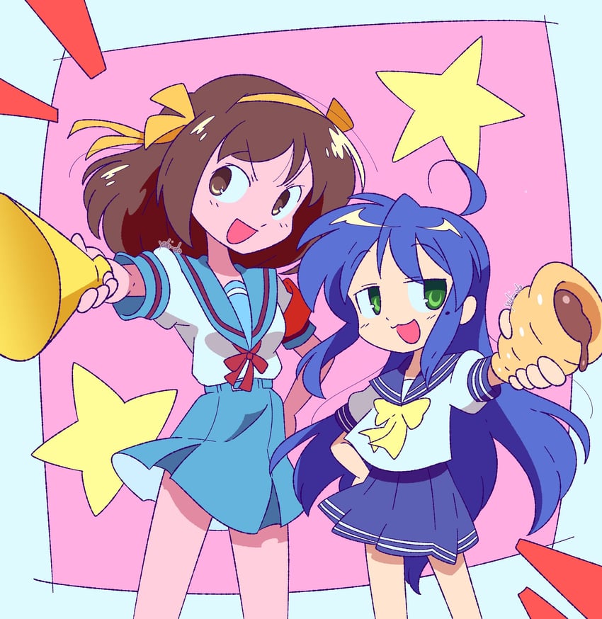 suzumiya haruhi, izumi konata, hirano aya, and wendee lee (suzumiya haruhi no yuuutsu and 1 more) drawn by yuki_oto